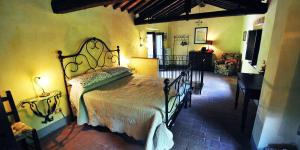 1 dormitorio con 1 cama grande en una habitación en Molino di Bombi, en Castellina in Chianti