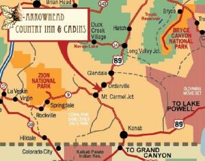 un mapa de la ruta propuesta para la línea del condado de Cuyahoga en Arrowhead Country Inn and Cabins en Mount Carmel