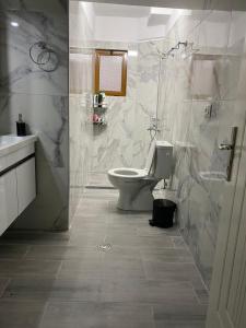 ein Bad mit einem WC und einem Waschbecken in der Unterkunft Dolce Casa in Korçë