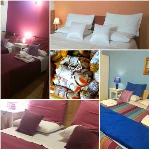 a collage of four pictures of a hotel room at B&B Da Rosa in Linguaglossa