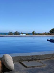 Blick auf einen Pool mit einem Felsen in der Unterkunft Hotel Al Mare in Santa Cruz de Barahona