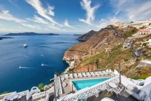 a view of the amalfi coast with a swimming pool at Athina Luxury Suites in Fira
