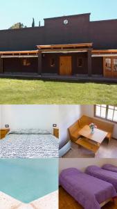 a collage of photos of a house with a bed and a table at El Fulgor - Posada - Chacras de Coria in Mayor Drumond