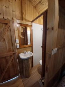ein Bad mit einem Waschbecken und einem WC in der Unterkunft Casa Mujer Villa Agueda in Chocontá