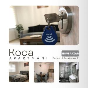 un collage di due foto di una camera di Koca Apartmani a Novi Pazar