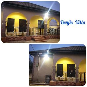 two pictures of a house with a front porch at BENJI'S VILLA in Kumasi