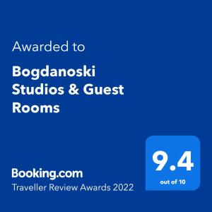 Bogdanoski Studios & Guest Rooms 면허증, 상장, 서명, 기타 문서