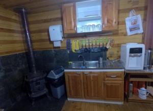 cocina con fregadero y fogones en Chiloe Seta, en Ancud