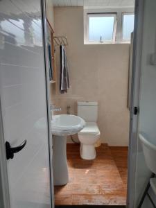 a bathroom with a toilet and a sink at The Perfect Getaway in Grand Baie