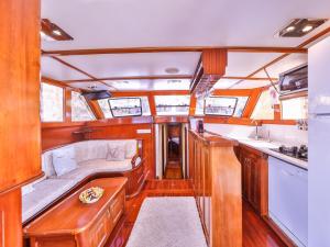 a view of the inside of a kitchen in a boat at Blue Cruise in Kas