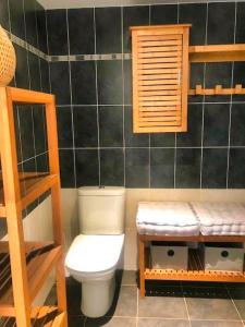 a small bathroom with a toilet and a shelf at Ref CAV - Palmes d'Or Properties in Antibes