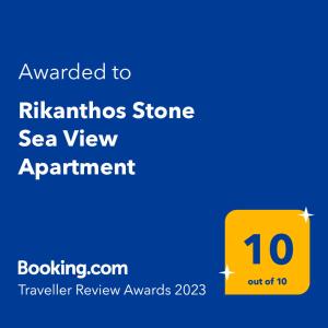 Certifikát, ocenenie alebo iný dokument vystavený v ubytovaní Rikanthos Stone Sea View Apartment Ι