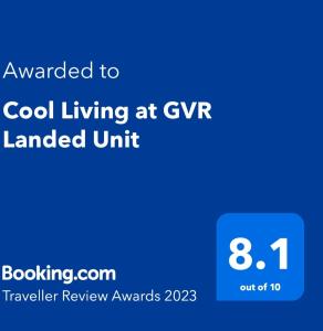 Een certificaat, prijs of ander document dat getoond wordt bij Cool Living at GVR Landed Unit