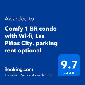 ein Screenshot eines Telefons mit dem Text, der an Land Bronda mit WLAN abgesagt wurde in der Unterkunft Comfy Studio unit with Wi-fi, Las Piňas City, parking rent optional in Manila