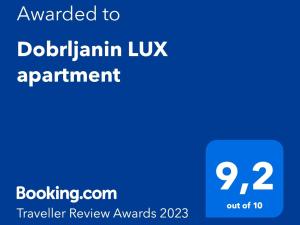 a screenshot of the dochamlin lvx appointment page with the text overlay at Dobrljanin LUX apartment in Budva