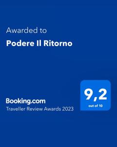 a screenshot of a phone with the text awarded to producer ii rutherford at Podere Il Ritorno in Portoferraio