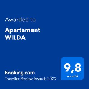 Certifikát, ocenenie alebo iný dokument vystavený v ubytovaní Apartament WILDA