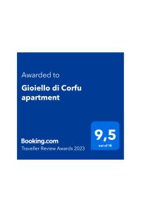 Gioiello di Corfu apartment tanúsítványa, márkajelzése vagy díja