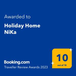 Certifikát, hodnocení, plakát nebo jiný dokument vystavený v ubytování Holiday Home NiKa