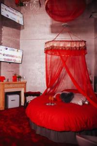 Ein Bett oder Betten in einem Zimmer der Unterkunft Appartement spa 32m² hyper centre de Reims La dame de Coeur