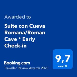 Suite con Cueva Romana/Roman Cave * Early Check-in tanúsítványa, márkajelzése vagy díja