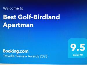 Certifikát, ocenenie alebo iný dokument vystavený v ubytovaní Best Golf-Birdland Apartman