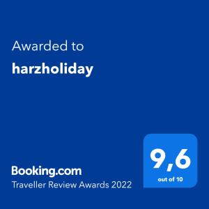 Certifikát, hodnocení, plakát nebo jiný dokument vystavený v ubytování harzholiday