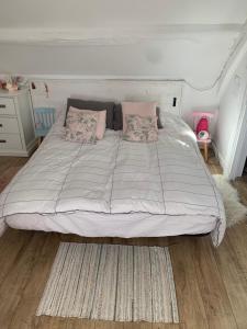 a large bed with two pillows on it in a bedroom at Saint Martin in Roézé-sur-Sarthe