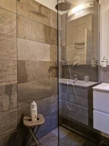 ジェノヴァにあるCasa Acquario Centro MaMaisonGenovaのバスルーム(シャワー、シンク付)