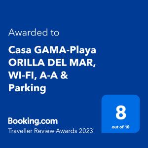 uma imagem de um telemóvel com o texto atribuído à casa gamma playa em Casa GAMA-Playa ORILLA DEL MAR, Beach and Town em Boxol