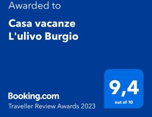 Certificato, attestato, insegna o altro documento esposto da Casa L'ulivo Burgio Nature view