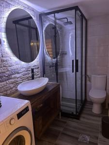 y baño con lavabo, aseo y espejo. en Golden Eagle Jelovica en Berane