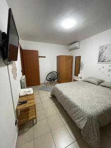 1 dormitorio con 1 cama y TV de pantalla plana en La villetta 2.0, en Rende