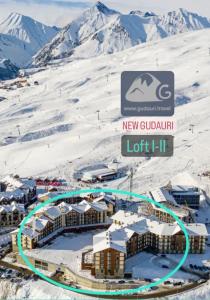 an aerial view of a resort in the snow at New Gudauri Lofts by Gudauri Travel in Gudauri
