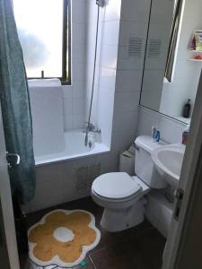 a small bathroom with a toilet and a sink at Hermoso DEPTO en Viña del Mar in Viña del Mar