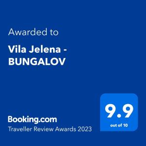 Certifikát, hodnocení, plakát nebo jiný dokument vystavený v ubytování Vila Jelena - BUNGALOV