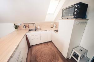 Kuchyň nebo kuchyňský kout v ubytování Apartmán Podkroffka