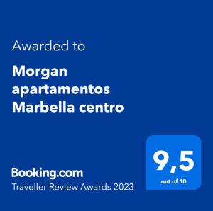 Captura de pantalla de un teléfono con el texto actualizado a los apartamentos Morgan Marbella en Morgan apartamentos Marbella centro, en Marbella