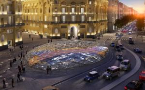 un grand bâtiment en verre avec des voitures garées dans une rue dans l'établissement AllYouCanTrip - Porto, à Naples