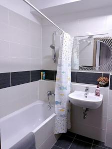 Kúpeľňa v ubytovaní Corvin cozy Apartment with balcony309