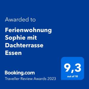 una schermata di un telefono con il testo assegnato al frigorifero che divide mit daf di Ferienwohnung Sophie mit Dachterrasse Essen a Essen