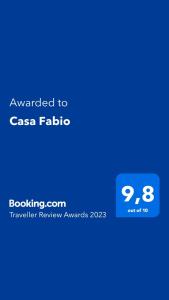 Certifikát, ocenenie alebo iný dokument vystavený v ubytovaní Casa Fabio