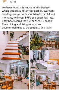 kolaż zdjęć pokoju z łóżkiem i schodami w obiekcie Natalie's Villa w mieście Iloilo