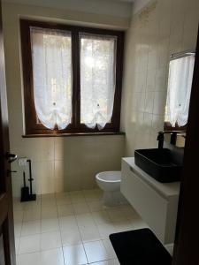 a bathroom with a toilet and a sink and a window at Villa Gabry e Villa Fiorita in Camaiore +58 photos