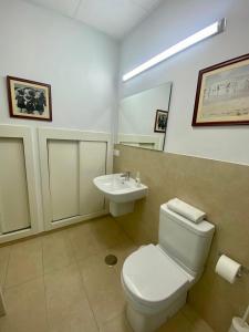 セビリアにあるNuevo apartamento Alamedaのバスルーム(白いトイレ、シンク付)