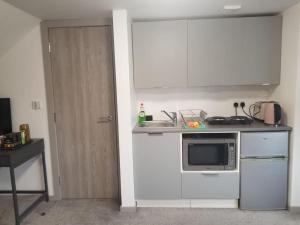 Кухня или мини-кухня в Horizon House, Modern Studio Flat, Parking Space, Oxford
