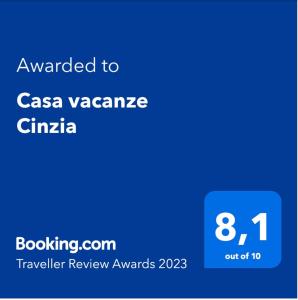 Certifikát, ocenenie alebo iný dokument vystavený v ubytovaní Casa vacanze Cinzia