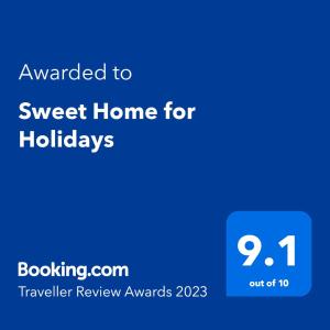 Ett certifikat, pris eller annat dokument som visas upp på Sweet Home for Holidays