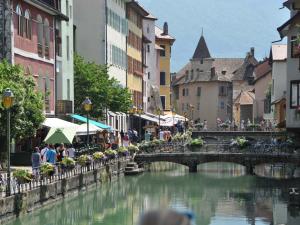 アヌシーにあるStudio Annecy, 1 pièce, 2 personnes - FR-1-432-42の建物のある都市の川橋