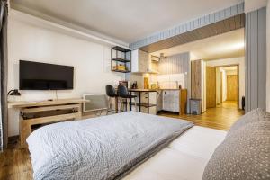 Televízia a/alebo spoločenská miestnosť v ubytovaní Apartmány Pod Šerákem